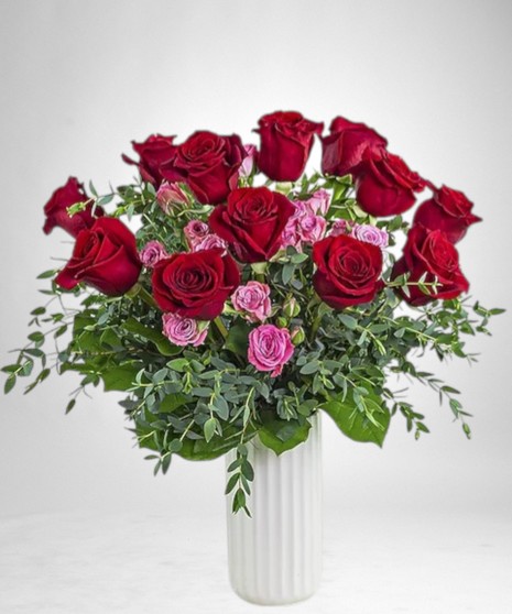One Dozen Flirty Roses